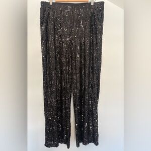 Cable & Gauge Black Sequin Wide-Leg Pants
